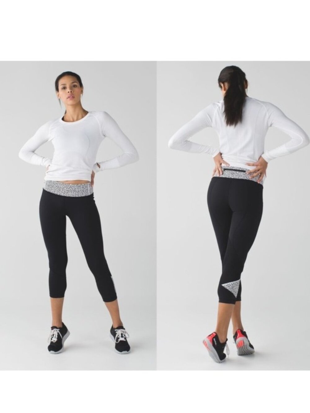 Lululemon | Black / Miss Mosaic Black Pace Rival Crop Leggings | Size 6